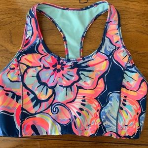 EUC size xs teegan sports bra in navy boho bateau.